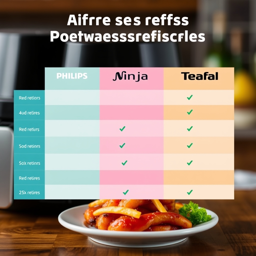 Tableau comparatif des réglages par marque (Philips, Ninja, Tefal) — Airfryer aliments pas assez cuits réglages efficace